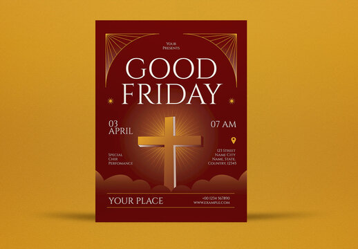 Red Modern Good Friday Flyer Set