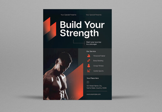 Black And Orange Industrial Gym Membership Flyer Set