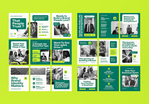 Green And Yellow Modern Business Social Media Carousel