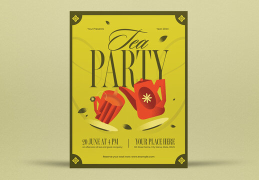 Green Niche Design Tea Party Flyer Layout