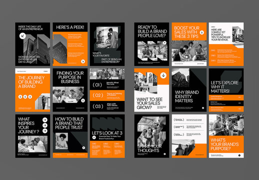 Orange And Black Minimalism Business Social Media Carousel