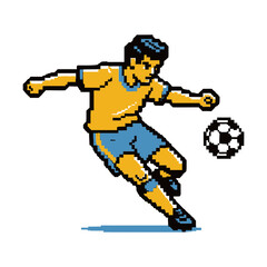Dynamic flat design soccer player kicking ball - minimalist sports illustration isolated on transparent background, isolated on white background, Vector © ZILLUR RAHMAN RAJU