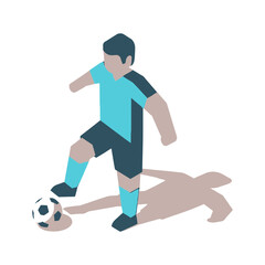 Dynamic minimalist soccer player kicking ball - flat style vector illustration isolated on transparent background, isolated on white background, Vector