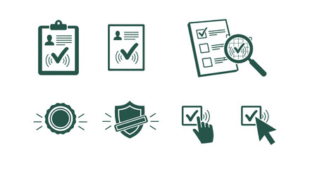 Set of Profile Verification and Digital Selection Icons