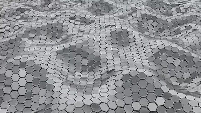 Wavy surface composed of metallic hexagonal cells in a repeating pattern