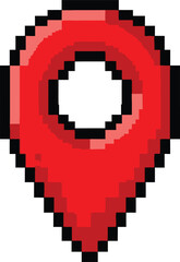 Fototapeta premium Pixelated Red Location Pin Vector Art Retro Style Marker Icon