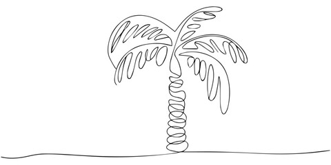 Palm tree, continuous one line drawing of tropical palm tree. © JCS Graphic Design 