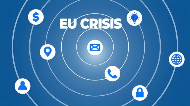 Blue EU Crisis infographic elements vector