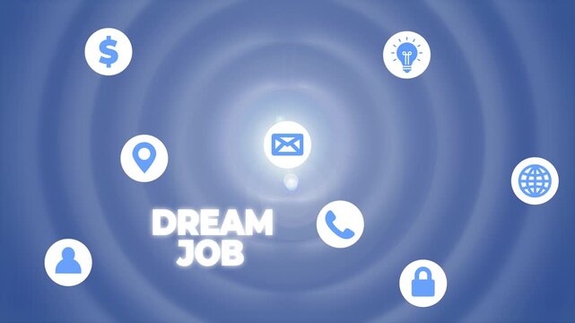 Blue dream job icons vector background