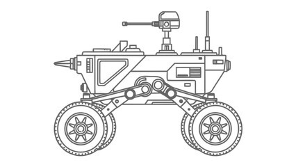 Futuristic Lunar Rover: A detailed illustration of a futuristic lunar rover, showcasing advanced design and technology. © Ajm