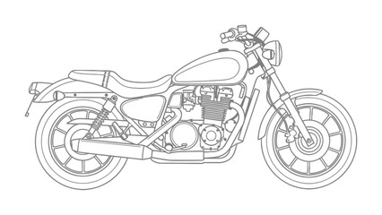Obraz premium Vintage Motorcycle Design: A meticulously crafted blueprint-style illustration of a classic motorcycle, ideal for transport design and enthusiast projects.