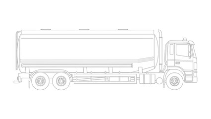 Tanker Truck Silhouette: A detailed outline of a tanker truck, showcasing its design and function in transporting liquids. 
