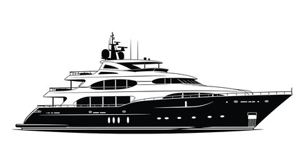 Obraz premium A sleek modern yacht is depicted in a striking black and white design creating a bold silhouette high quality professional