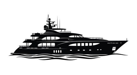 A striking black silhouette of a luxurious yacht gliding through the water capturing maritime elegance silhouette high quality © Kuntol02