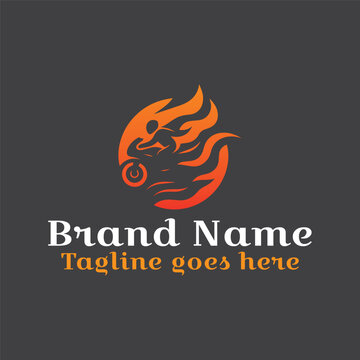Bike Rider Flame Logo. Vector EPS file. CMYK color mode. Editable color. Easy to download.
