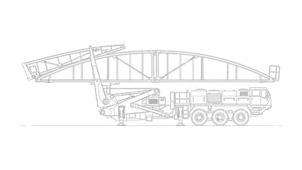 Fototapeta premium Engineering Marvel: An illustrative view of heavy machine shows meticulous details of a complex structure in silhouette. 