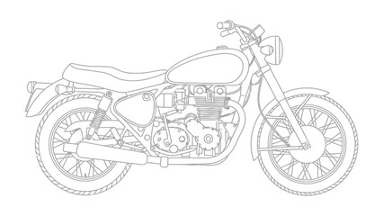 Naklejka premium Classic Motorcycle: A detailed illustration of a classic motorcycle, capturing its timeless design and intricate details.