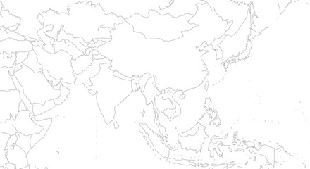 Fototapeta premium Minimal gray world map outline for geographic reference and learning.