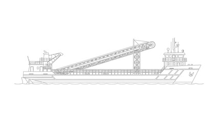 Obraz premium Cargo Ship Silhouette: A detailed outline of a cargo ship, showcasing its robust design and conveying its industrial purpose on the vast expanse of the sea.