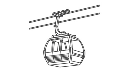 Aerial Tramway: A black-and-white illustration of an aerial tramway system, a mode of transport often found in mountainous regions or urban areas, offers a unique perspective on modern engineering. © Hasib