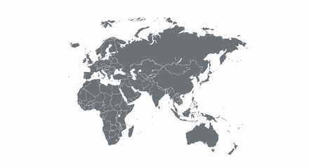 Fototapeta premium Monochrome World Map Silhouette Graphic for Cartography and Travel.