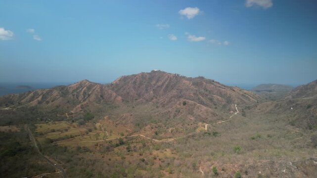Aerial of dry mountains near Nuevo Colon Costa Rica in Guanacaste Province in dry season on the way to the beaches