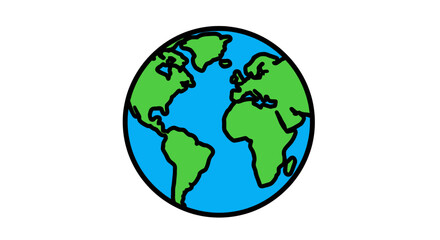 Fototapeta premium Cartoon Earth Globe Illustration Emphasizing Global Environment and Nature Awareness.