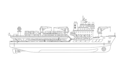 Fototapeta premium Maritime Vessel Blueprint: A detailed blueprint of a maritime vessel, showcasing its intricate design and components. Captures the essence of modern marine engineering, with precision.