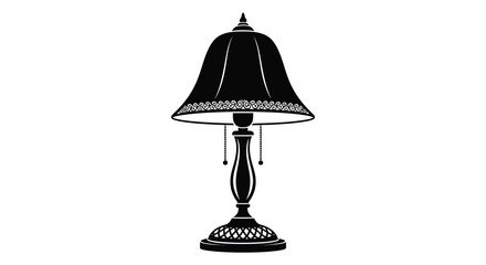 A striking black lamp with an ornate design and detailed base is shown as a silhouette high quality © MIRAJ02