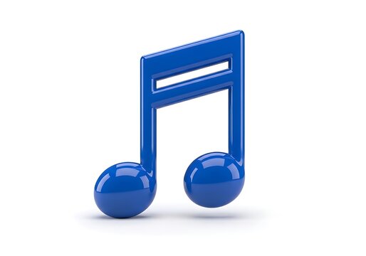 A blue musical eighth note on a white background
