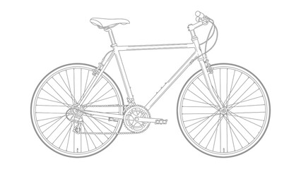 Sleek Bicycle Design: A minimalist illustration of a modern bicycle, showcasing its essential components and elegant lines, perfect for conveying themes of transportation, fitness, and design. © Hasib