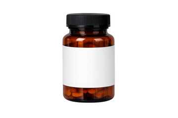 Amber medicine bottle blank label transparent background