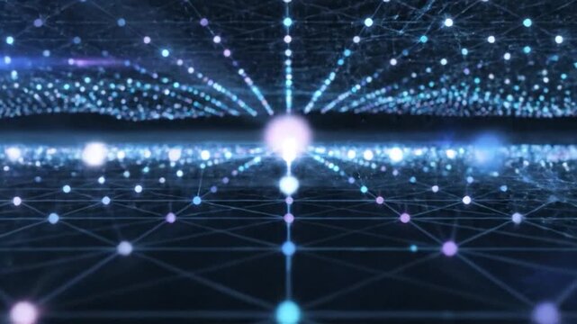 Digital grid with glowing nodes and lines