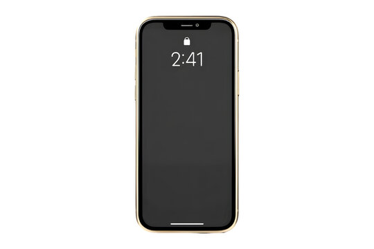 A gold iPhone with a lock screen showing the time 2:41