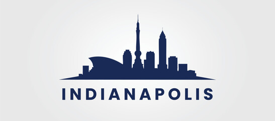 Indianapolis skyline silhouette on a white background for travel and tourism.