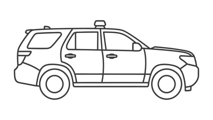 Patrol SUV Silhouette: A sleek, monochrome illustration of a patrol SUV, embodying the strength and reliability of law enforcement. © Mohiuddin123