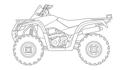 All-Terrain Vehicle Outline: A detailed line drawing of an all-terrain vehicle, showcasing its robust design and off-road capabilities. © Mohiuddin123