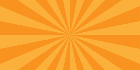 Seamless orange sun rays sunburst texture background. Vector retro vintage burst sunrise sunbeam element spiral striped illustration sunray template wallpaper design.