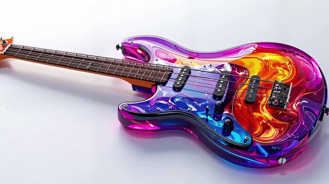 Colorful Electric Guitar Instrument Closeup.