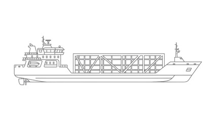 Obraz premium Maritime Transporter: An industrial illustration showcasing a sturdy maritime transport vessel, engineered for efficient cargo delivery.