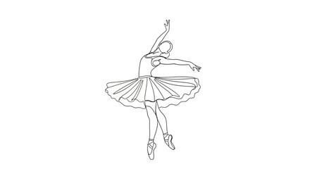Ballet Dancer Silhouette Line Art © Shal_Kafa_Alfattah
