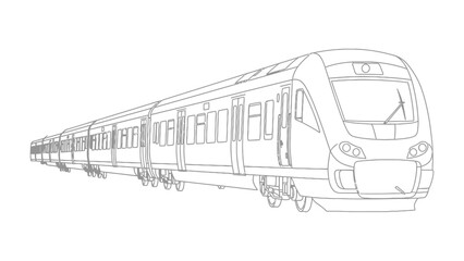 Streamlined Train Silhouette: A detailed outline of a modern train, showcasing its sleek design and aerodynamic form, ready to traverse the rails of tomorrow. © Mohiuddin123