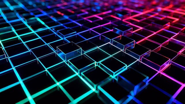 Colorful glowing grid pattern