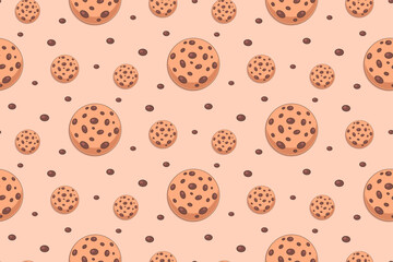 Cute Chocolate Chip Cookie Seamless Pattern
