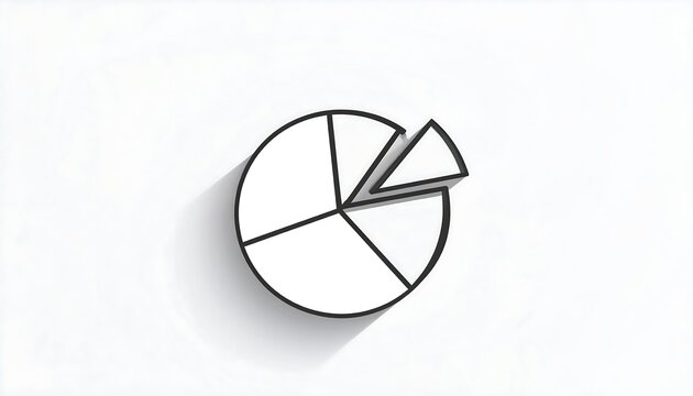 An isolated pie chart with one slice extracted is seen against a white background, casting a drop shadow