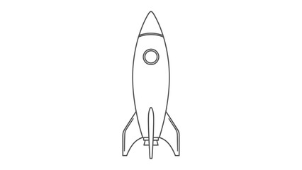 Rocket Outline: A sleek, minimalist illustration of a rocket ship against an empty backdrop, suggesting progress and innovation. © Mohiuddin123