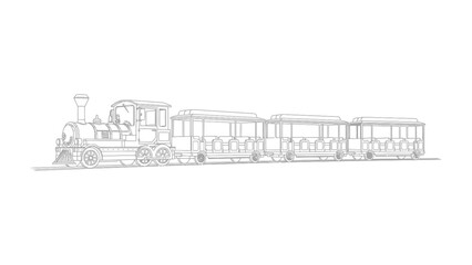 Obraz premium Vintage Train Illustration: A detailed illustration of a classic train. The image evokes a sense of nostalgia and adventure.