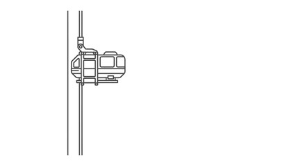 Cable Car Silhouette: A minimalist, clean depiction of a cable car, its lines suggesting a journey upwards and a serene aerial view. © Abdul