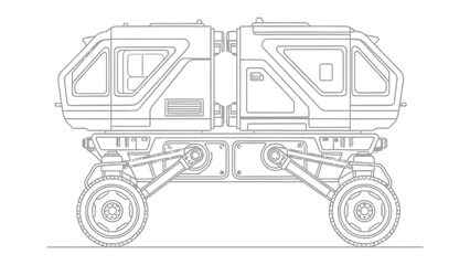 Space Exploration Rover: An artistic illustration of a robust, state-of-the-art rover designed for navigating alien terrains, showcasing a vision of future space exploration. © hafs121