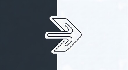 A minimalist arrow icon split between black and white backgrounds representing movement